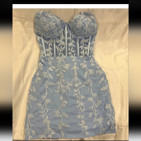 Amazon Dresses & Skirts - Blue Lace Strapless Dress Sz SM